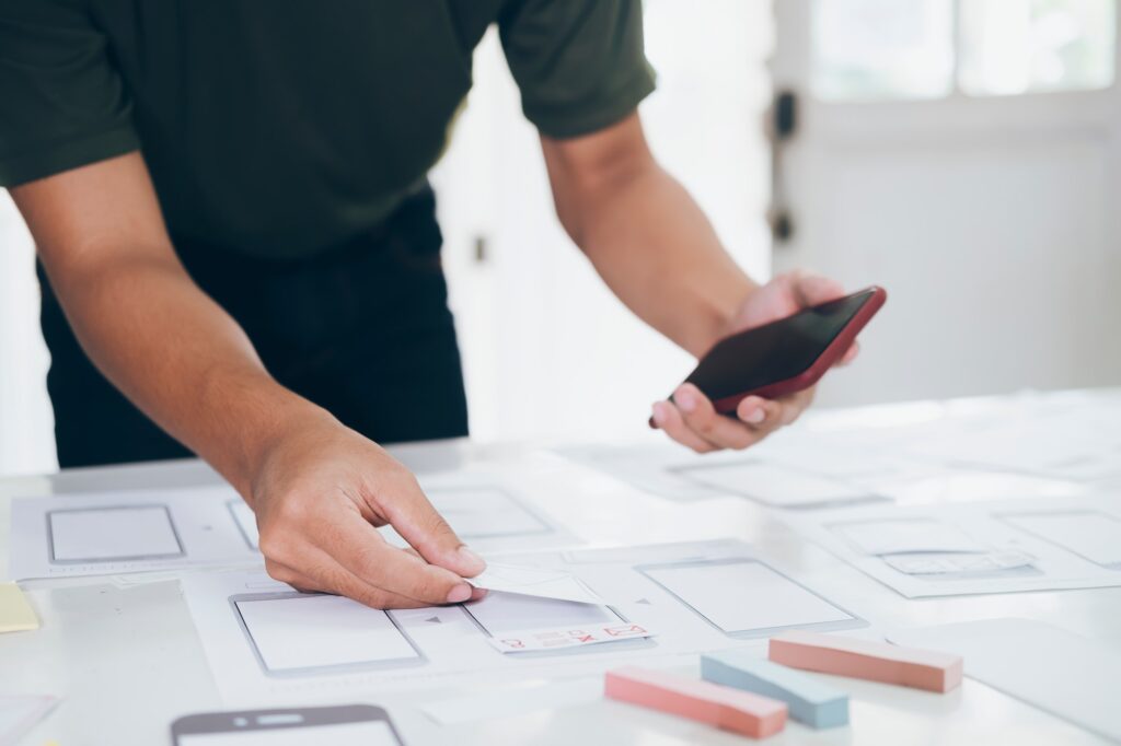 Planning a website layout on paper