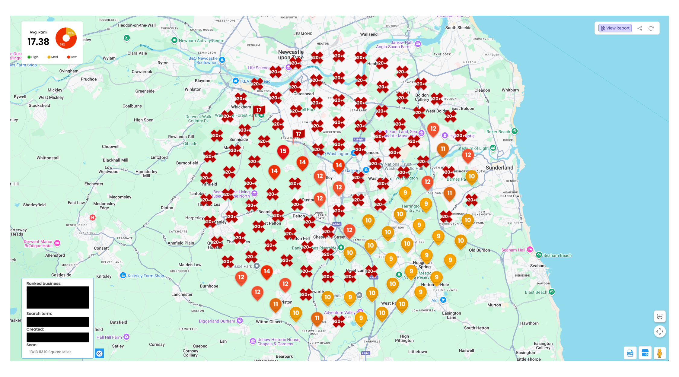 Local SEO GeoGrid ranking map