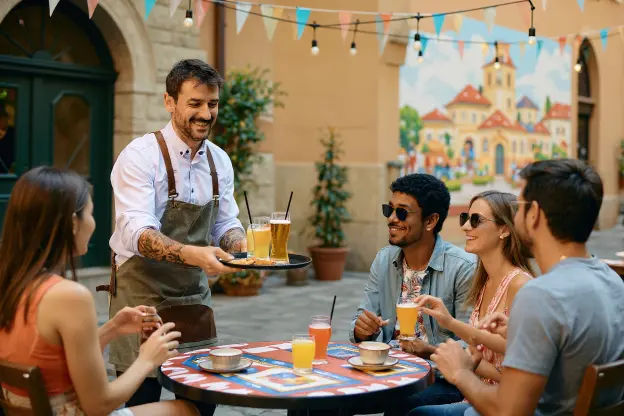 Customers enjoying a local cafe