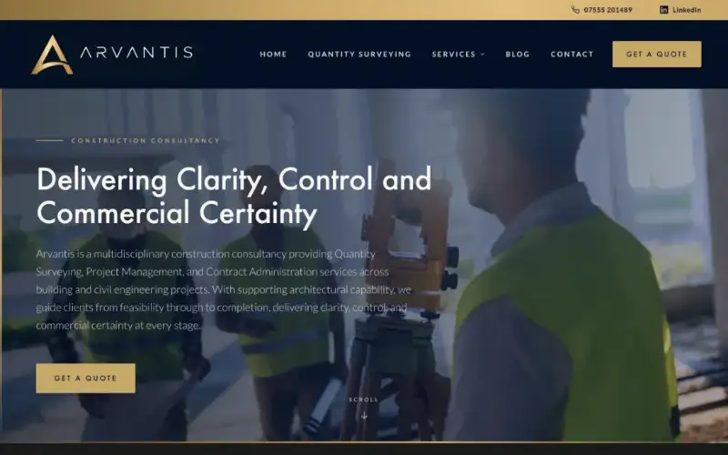 Website for a quantity surveying and design consultancy