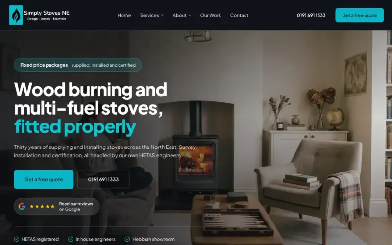 Website for a stove showroom and installation company