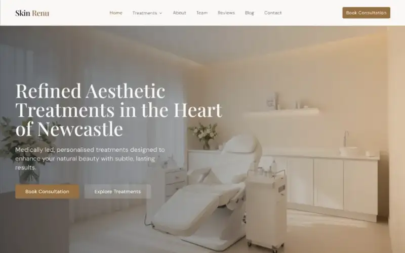 Skin Renu website built by NE1 Web Design and SEO