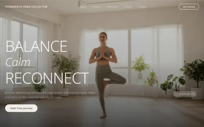 Website for a yoga studio with class timetables