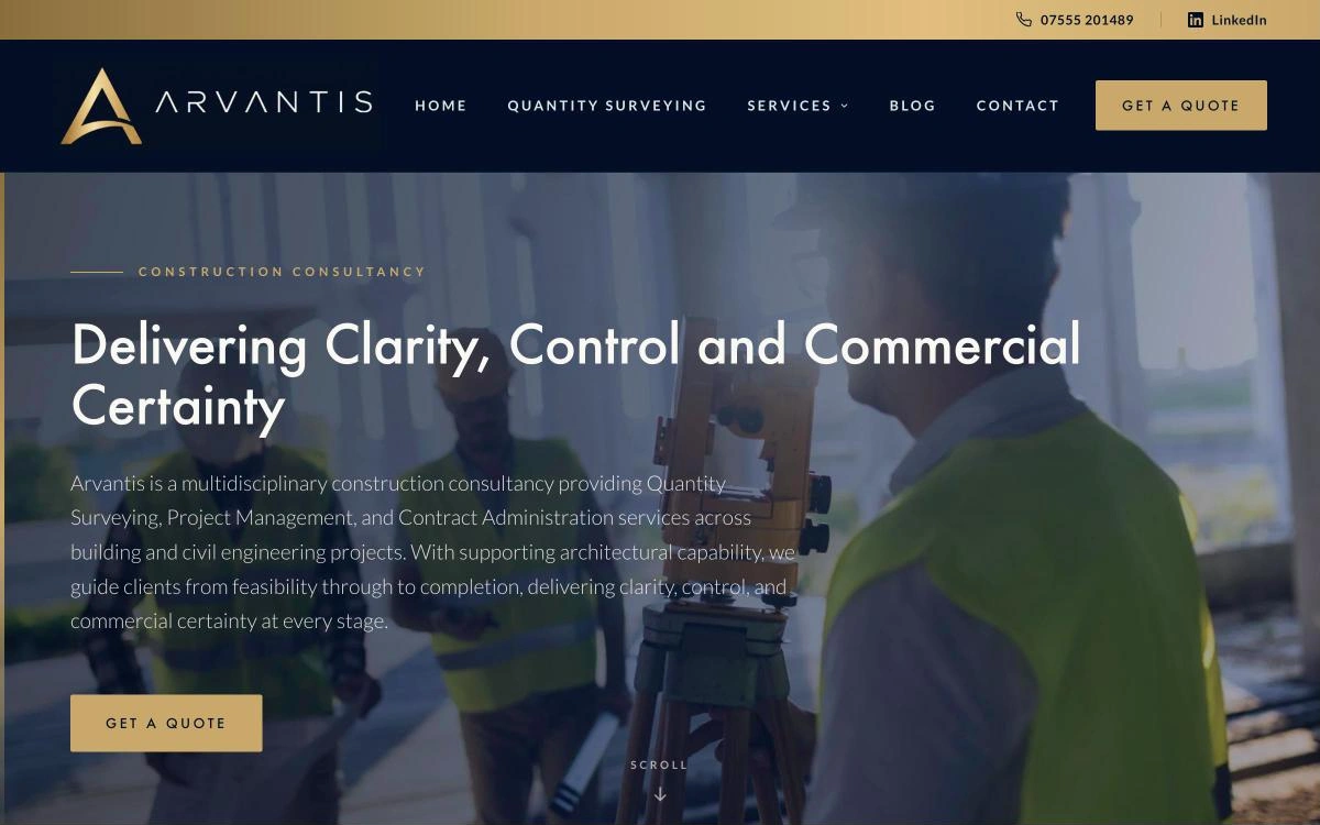 Arvantis QS and Design, one of our websites for professional services